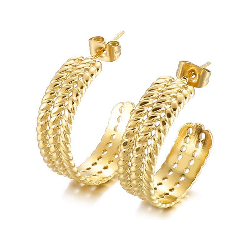 Impress Jewelry Oceľové Náušnice polkruhy Vangel Zlaté 65229056