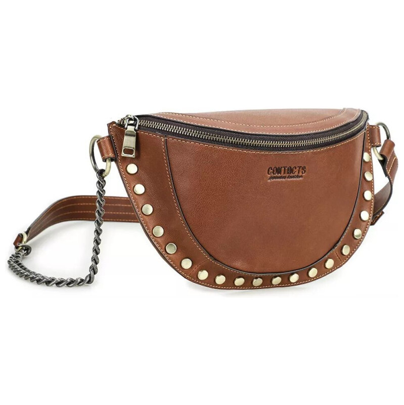 Contacts dámska kožená ľadvinka s cvočkami Cham Hnedá 65229205