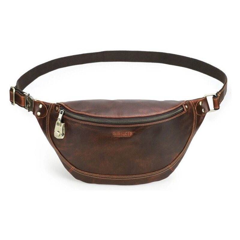 Contacts kožená ľadvinka so zámkom Locarno Hnedá 65229208