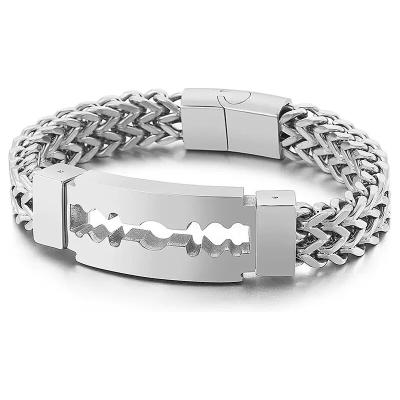 Impress Jewelry Punkový náramok z chirurgickej ocele Razor Žiletka 65229211