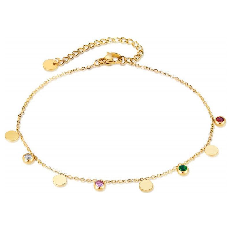 Titan Jewerly Dámsky oceľový náramok na nohu s farebnými zirkónmi 65229270