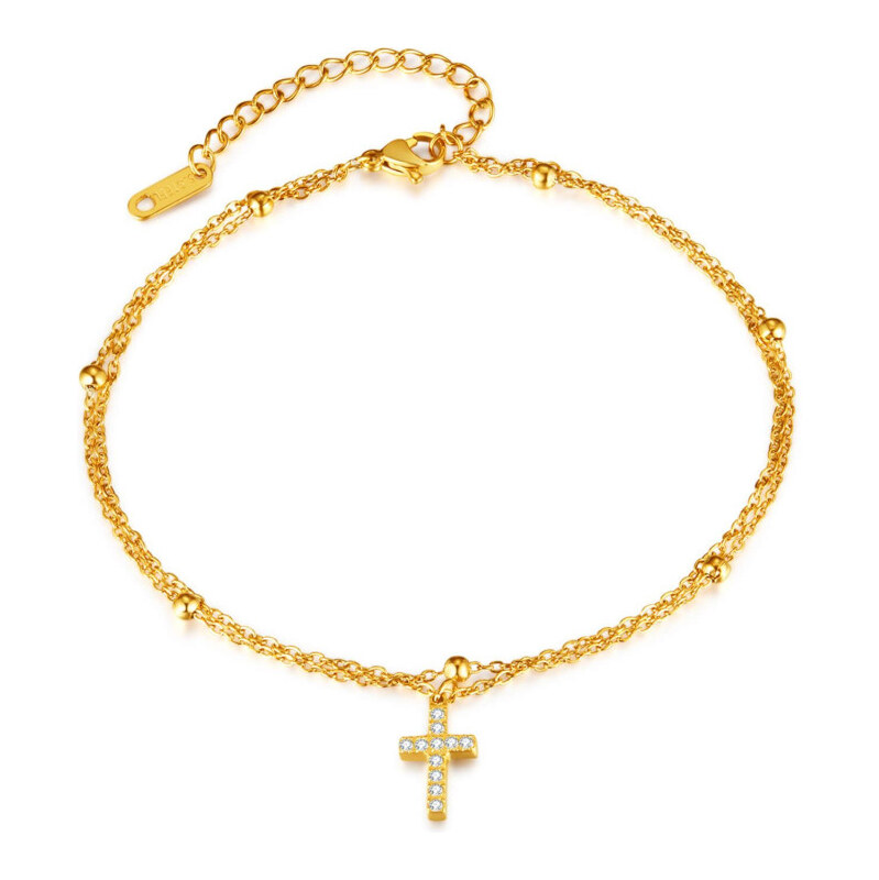 Titan Jewerly Retiazka na nohu z chirurgickej ocele s krížikom Zlatý 65229276
