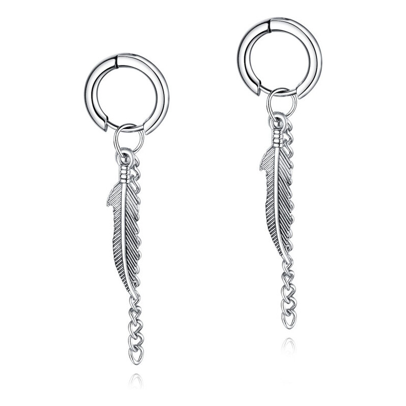 Impress Jewelry Oceľové náušnice krúžky s pierkom 17 mm Strieborné 65229296