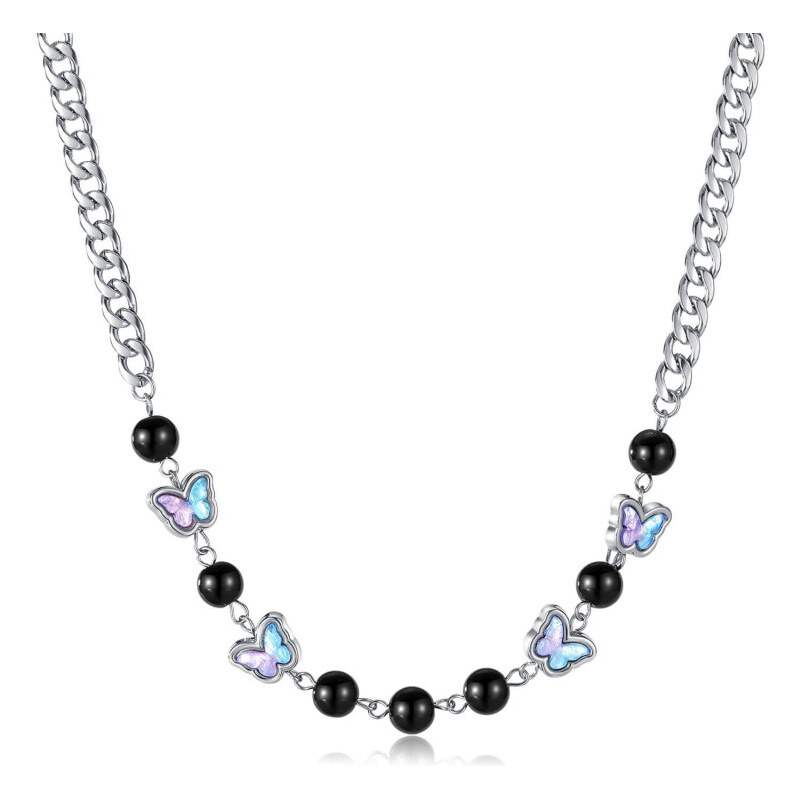 Impress Jewelry Dámsky náhrdelník z chirurgickej ocele s motýlikmi 65229291