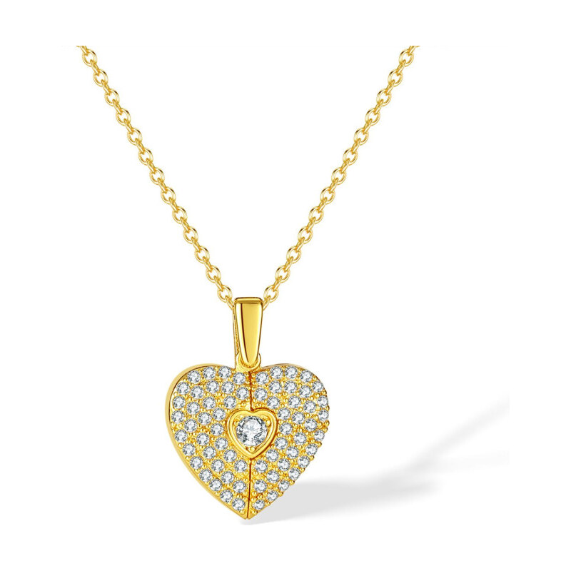 Titan Jewerly Dámsky nerezový náhrdelník s otváracím srdcom Zlatý 65229303