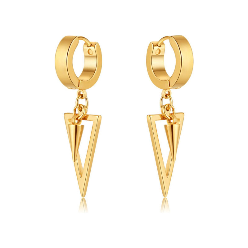 Titan Jewerly Náušnice z chirurgickej ocele Triangel 13mm Zlaté 65229298