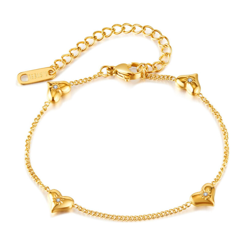 Titan Jewerly Náramok z chirurgickej ocele Srdiečka so slniečkom Zlatý 65229301