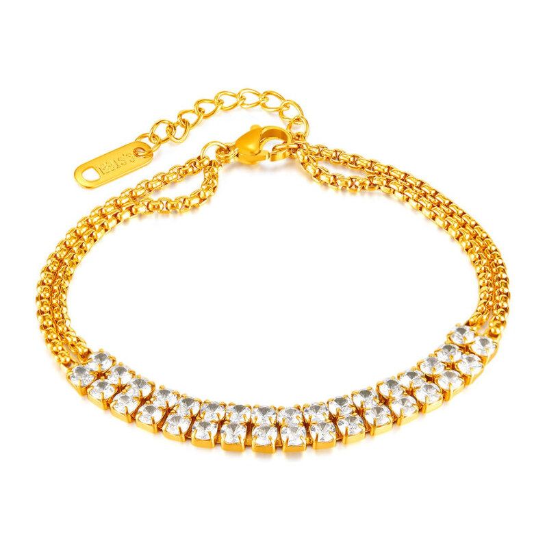 Titan Jewerly Náramok z chirurgickej ocele dvojradový s kryštálmi 65229305