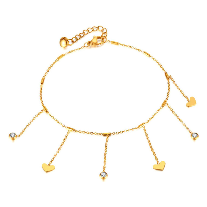 Titan Jewerly Retiazka na nohu z chirurgickej ocele s príveskami Zlatý 65229319