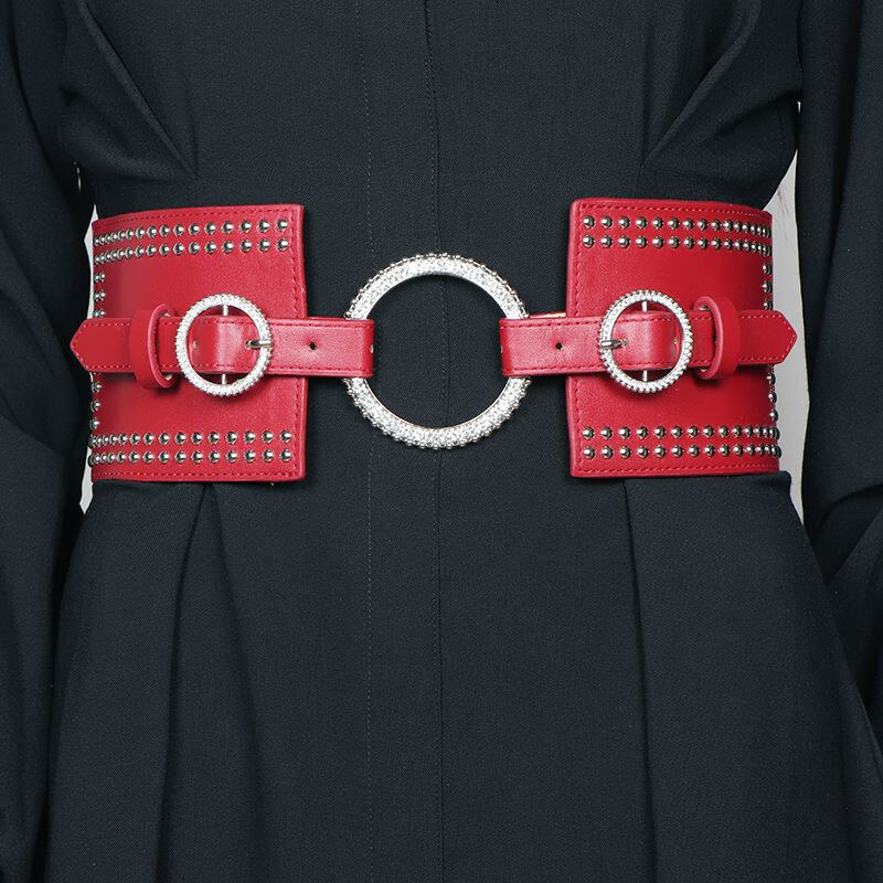 Lifestyle Dámsky široký korzetový opasok s kryštálmi Vaiki Bordový 65229336