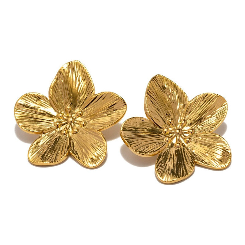 Impress Jewelry Náušnice z chirugickej ocele Havajský ibištek Zlaté 65229332