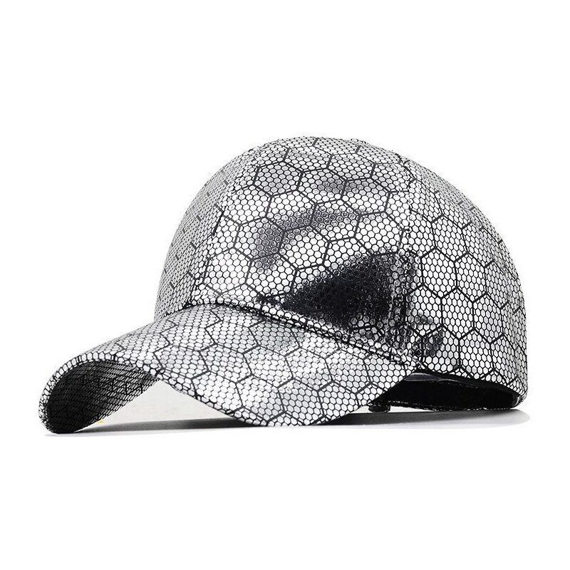 Ang-e Dámska lesklá šiltovka s geometrickým vzorom Strieborná 65229353