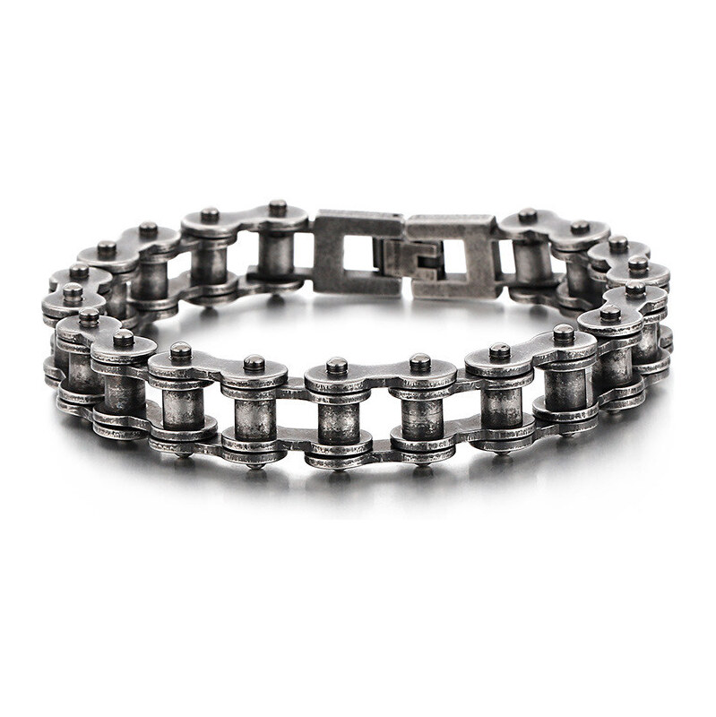 Impress Jewelry Náramok z chirurgickej ocele Moto Chain Vintage Dark 65229387