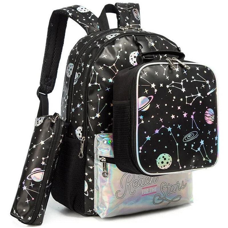 Jasminestar Jasmine Dievčenský školský batoh set 3v1 Holografický 65229393