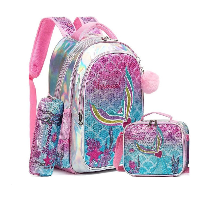 Jasminestar Jasmine Dievčenský školský batoh set 3v1 Holo Mermaid 25L 65229421