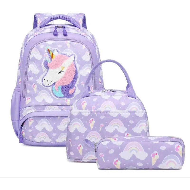 Meisohua Meiso Dievčenský školský batoh set 3v1 Jednorožec Fialový 17L 65229433