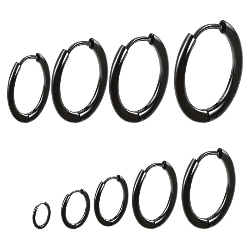 Impress Jewelry Kruhová náušnica z chirurgickej ocele Krúžok Čierny 65229463