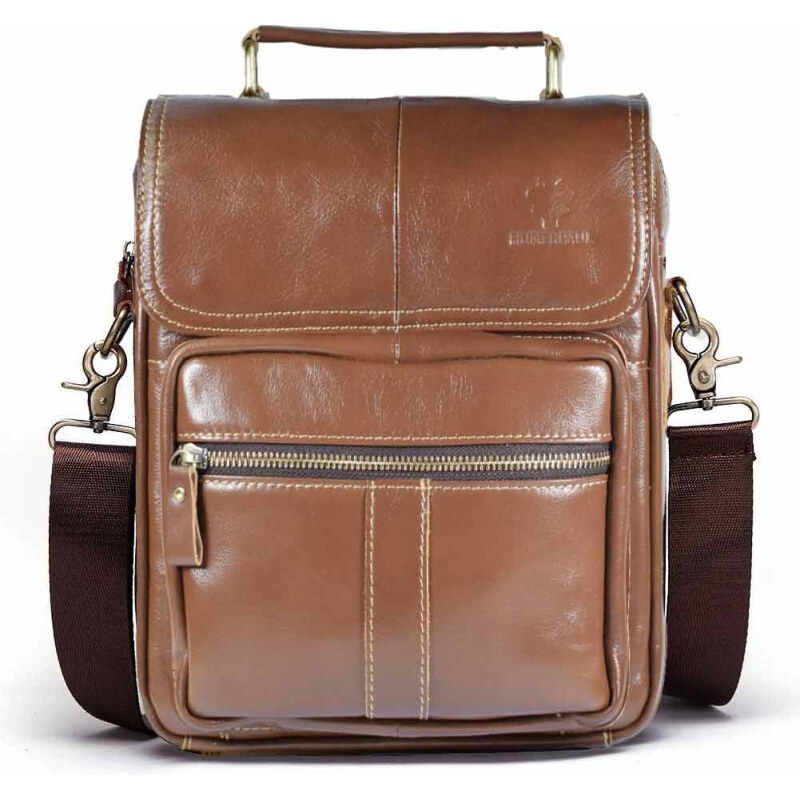 Humerpaul pánska kožená taška Quirin Svetlo hnedá 7L 65229476