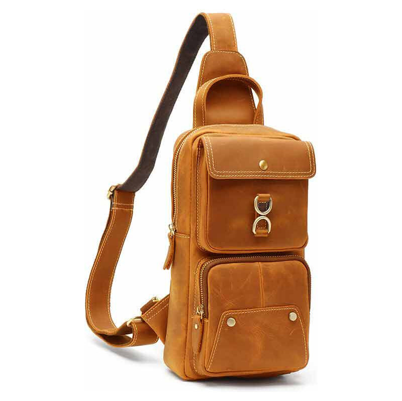 Humerpaul pánska kožená taška pre hruď Walter 5L Camel 65229478