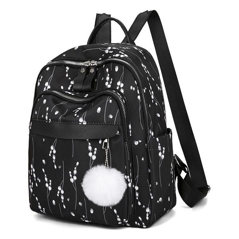 Lifestyle Dámsky stredný batôžtek s brmbolcom Mačičky Čierny 12L 65229600