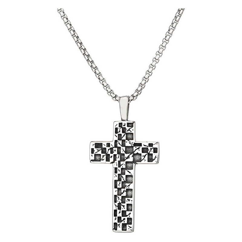 Impress Jewelry Prívesok z chirurgickej ocele Kríž Checkered 65229658