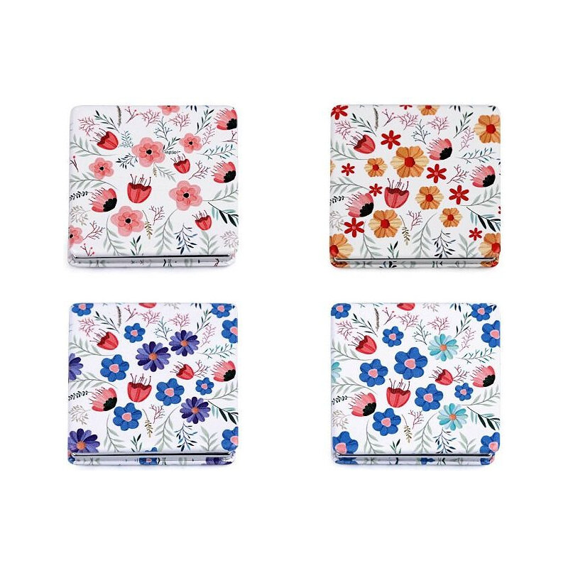 Fuzio Vreckové kozmetické zrkadlo zatváracie s kvetmi 65229687