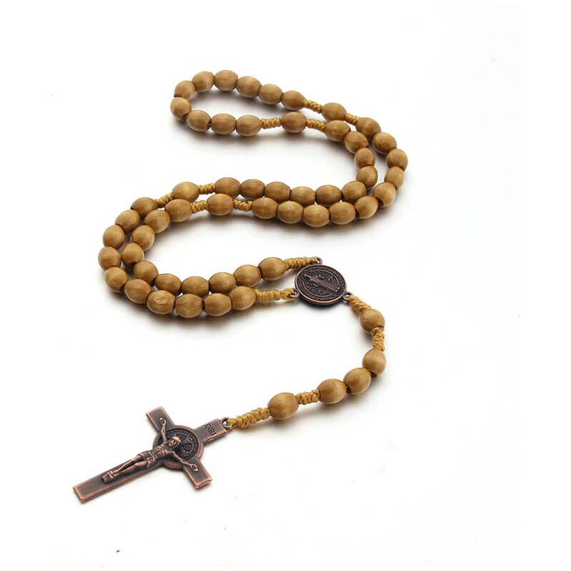 Impress Jewelry Ruženec Tobias s drevenými korálkami Svetlo Hnedý 65229776
