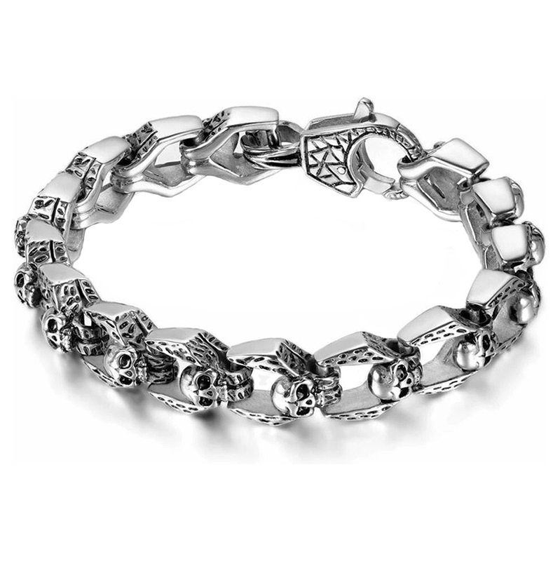 Impress Jewelry Punkový masívny náramok s lebkami z chirurgickej ocele 65229780