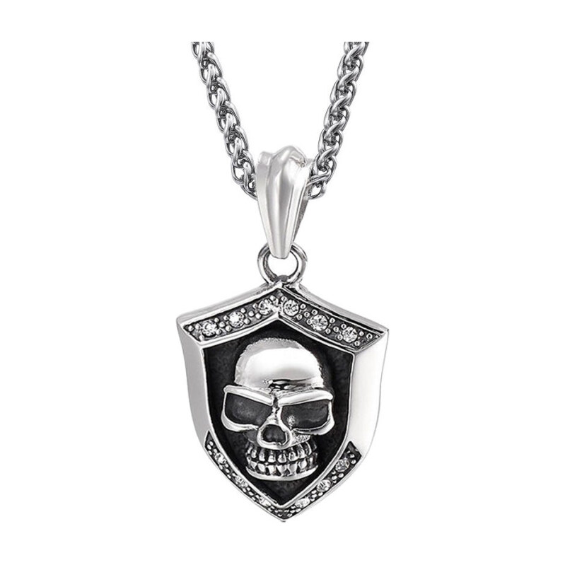 Impress Jewelry Prívesok z chirurgickej ocele Erb Lebka s kryštálmi 65229801