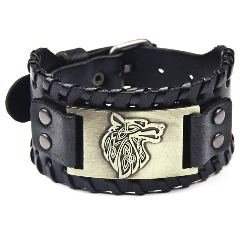 Lodestar Vintage náramok Vlk Fenri Odinov strážca Čierno zlatý 65229988