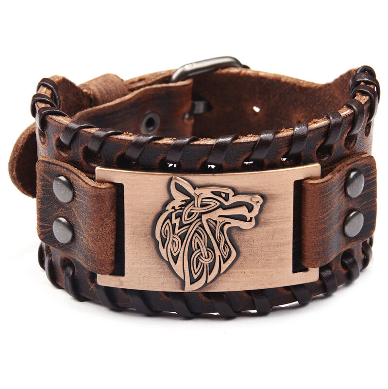Lodestar Vintage náramok Vlk Fenri Odinov strážca Hnedý 65229989