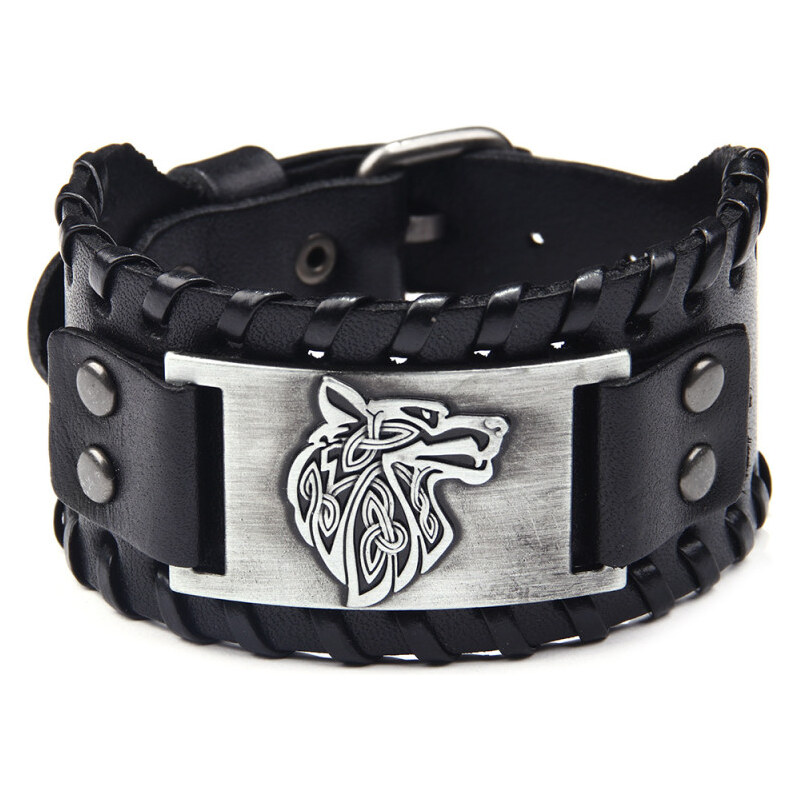 Lodestar Vintage náramok Vlk Fenri Odinov strážca Čierno strieborný 65229987