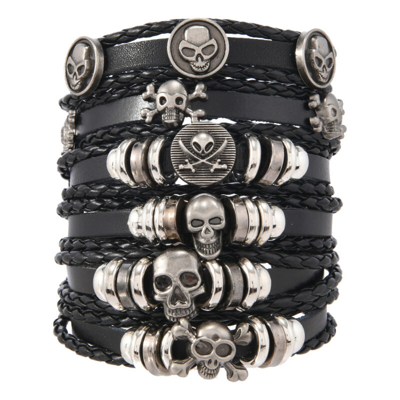 Lodestar Súprava šiestich punkových náramkov Skull Thrash 65229997