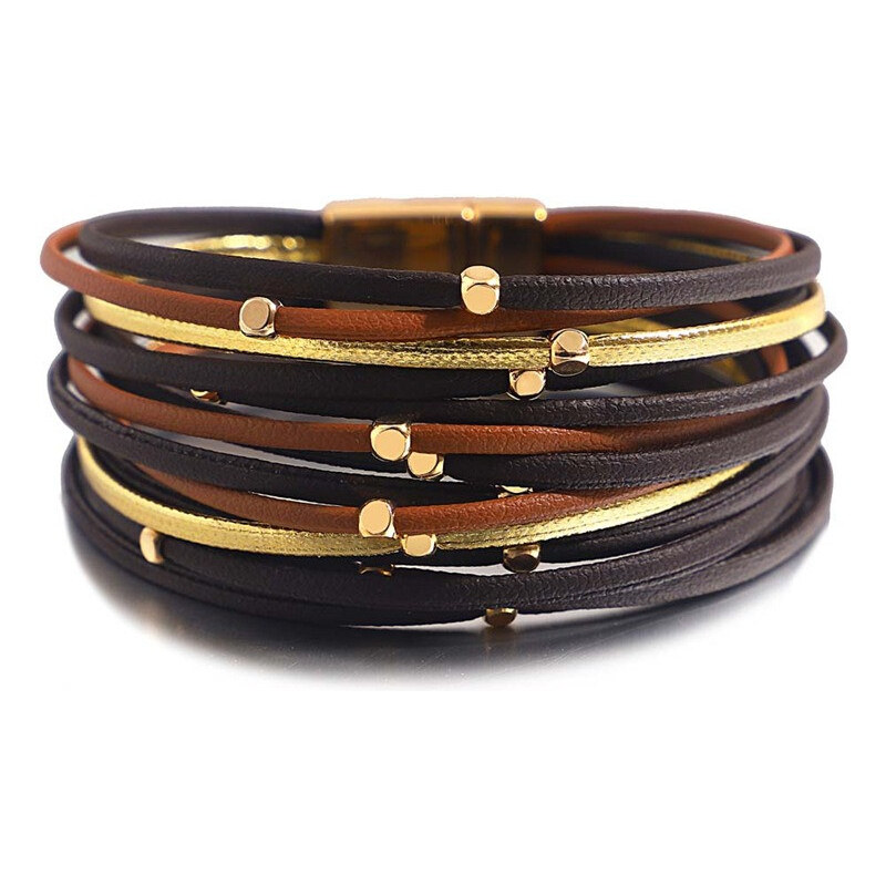 Lodestar Dámsky metalický náramok Gold Drops Čierny 65230010