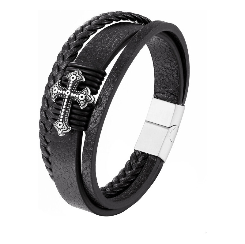 Titan Jewerly Pánsky náramok s oceľovým krížikom 21 65230020