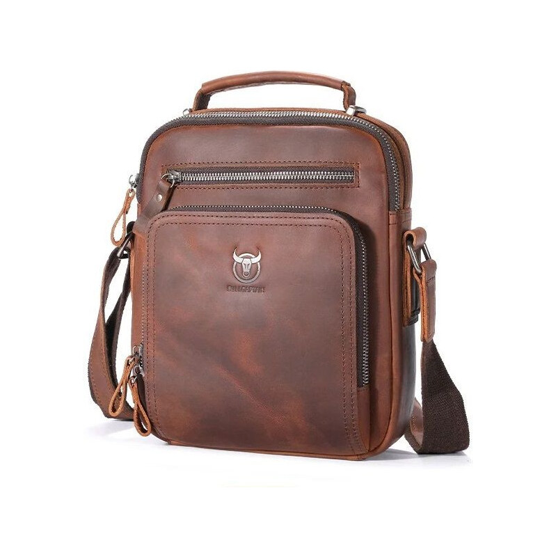 Bullcaptain pánska kožená taška Vectors Hnedá 65230025