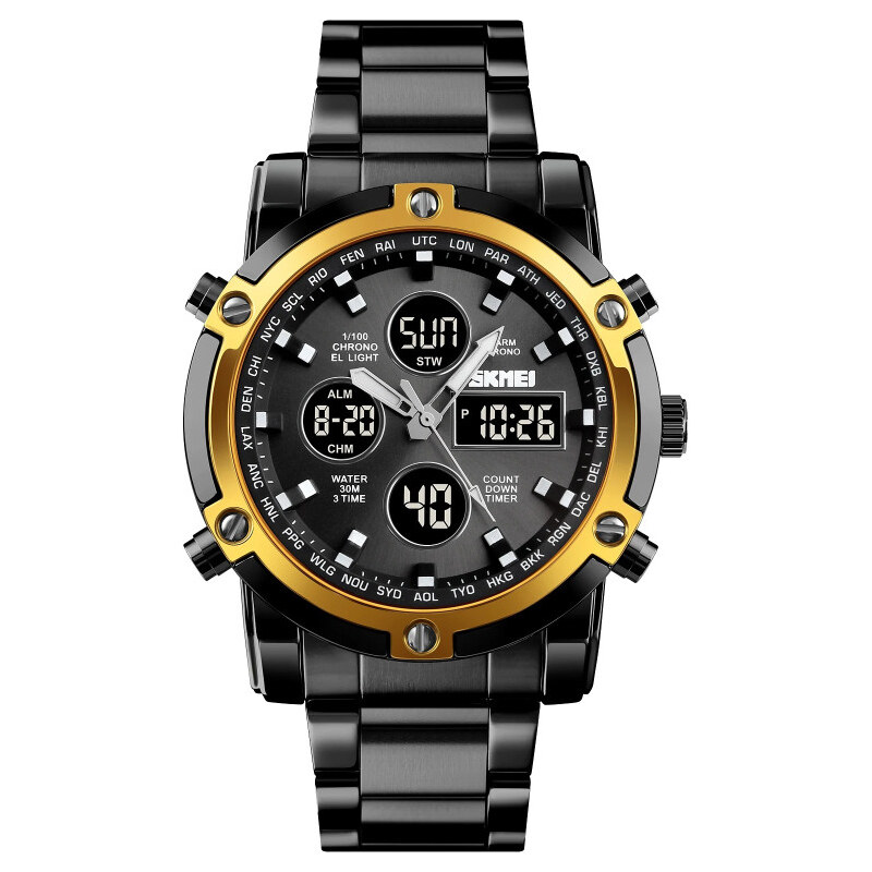 Skmei 1389 pánske duálne hodinky Atomers Čierno zlaté 65230037