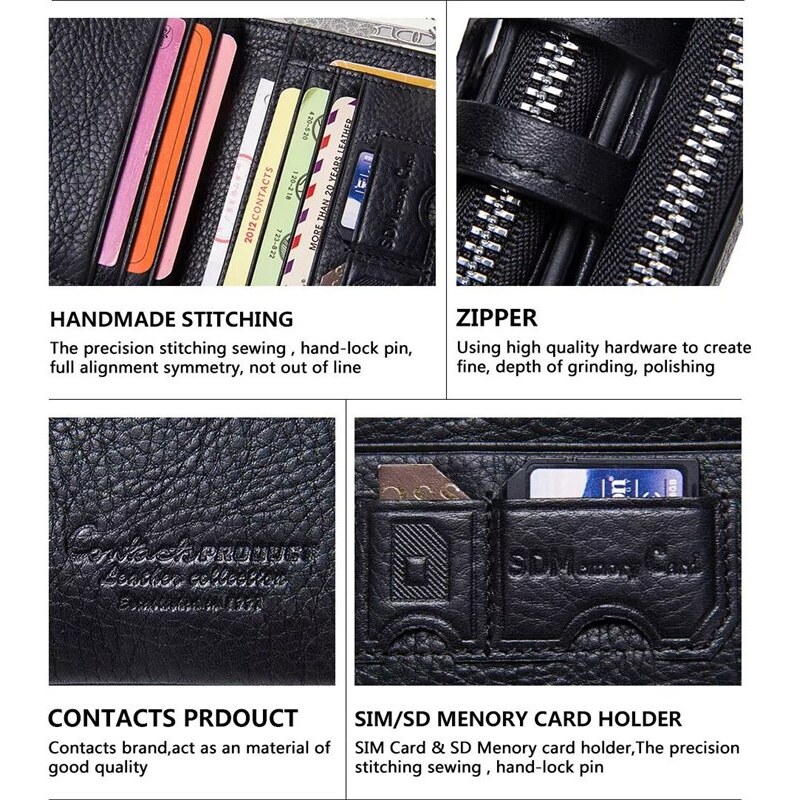 Contacts malá kožená peňaženka Karaman Čierna