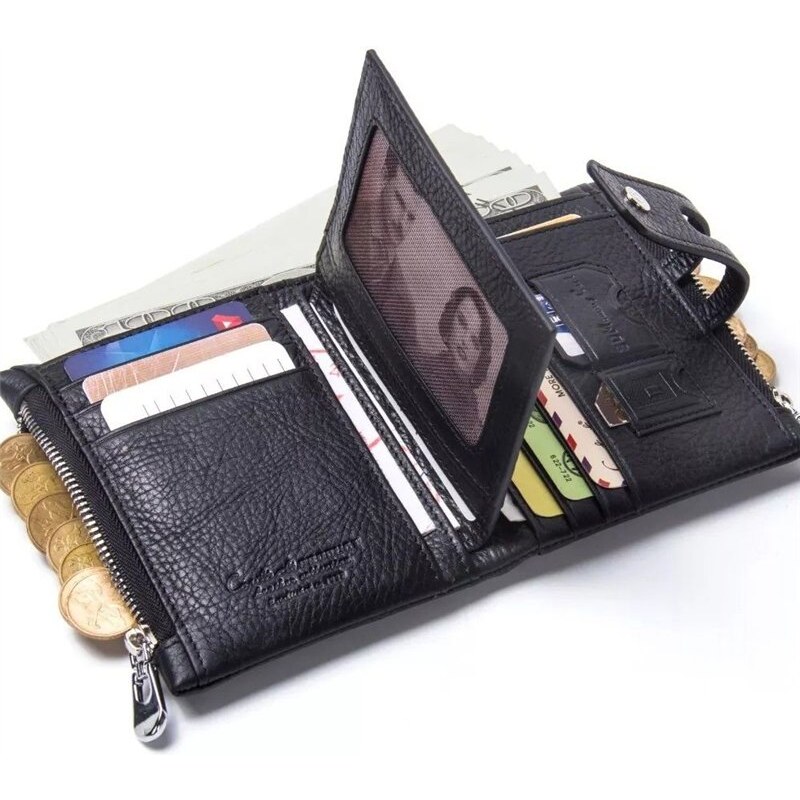 Contacts malá kožená peňaženka Karaman Čierna