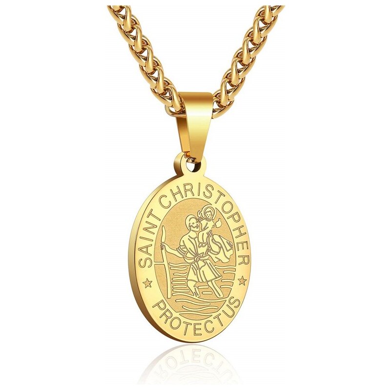 Impress Jewelry Prívesok z chirurgickej ocele Svätý Krištof Zlatý 65230192