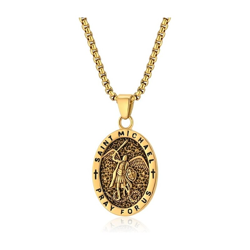 Impress Jewelry Prívesok z chirurgickej ocele ochránca Michael Zlatý 65230218