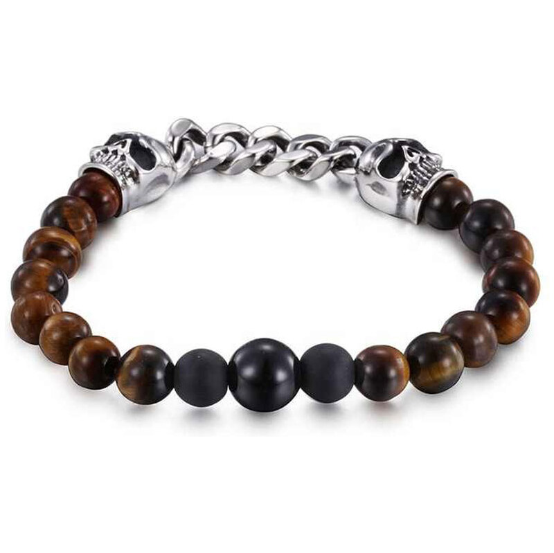 Impress Jewelry Náramok z nerezovej ocele a korálikov z Tigrieho oka 65230251