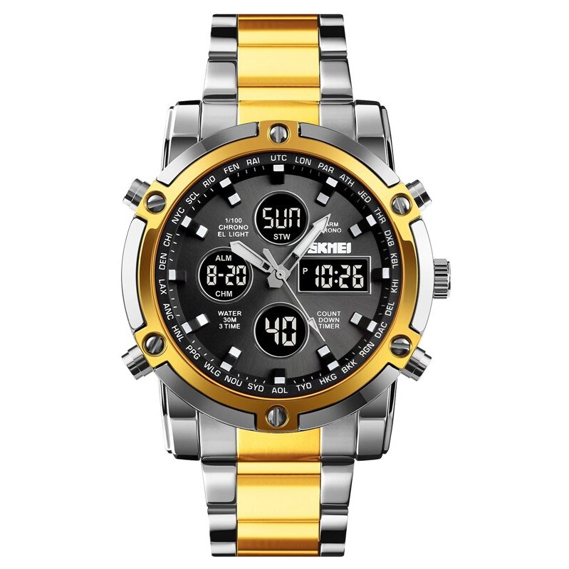 Skmei 1389 pánske duálne hodinky Atomers Strieborno zlaté 65230262