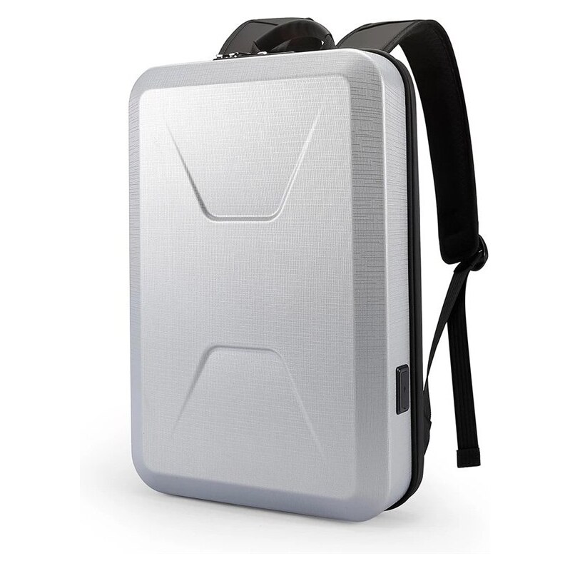 BANGE škrupinový batoh s USB + zámok Strieborný 14L 65230353