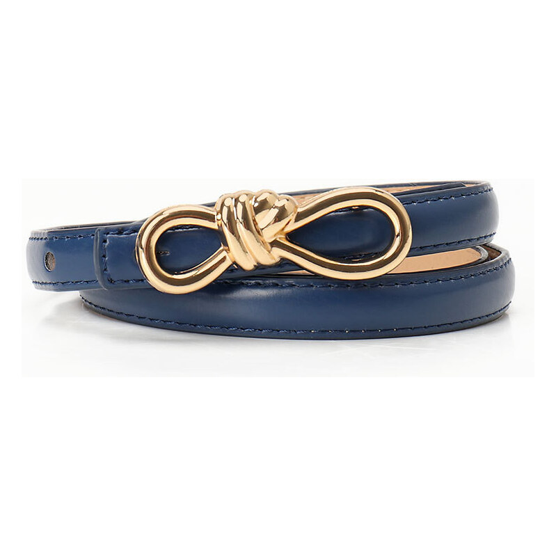 Lifestyle Dámsky tenký opasok na šaty s mašľou DUVAL Modrý 65230418