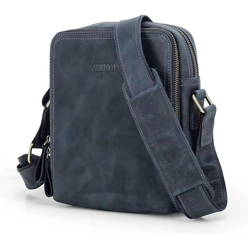 Contacts pánska kožená taška Raban Modrá 3L 65230442