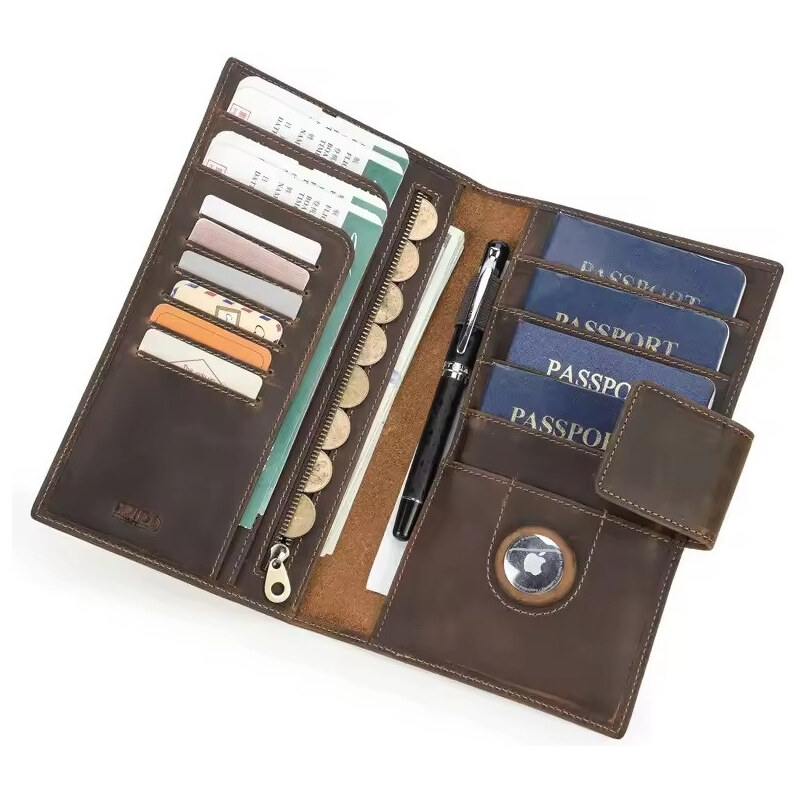 Contacts kožené puzdro na 4 pasy a doklady Hnedé 65230450