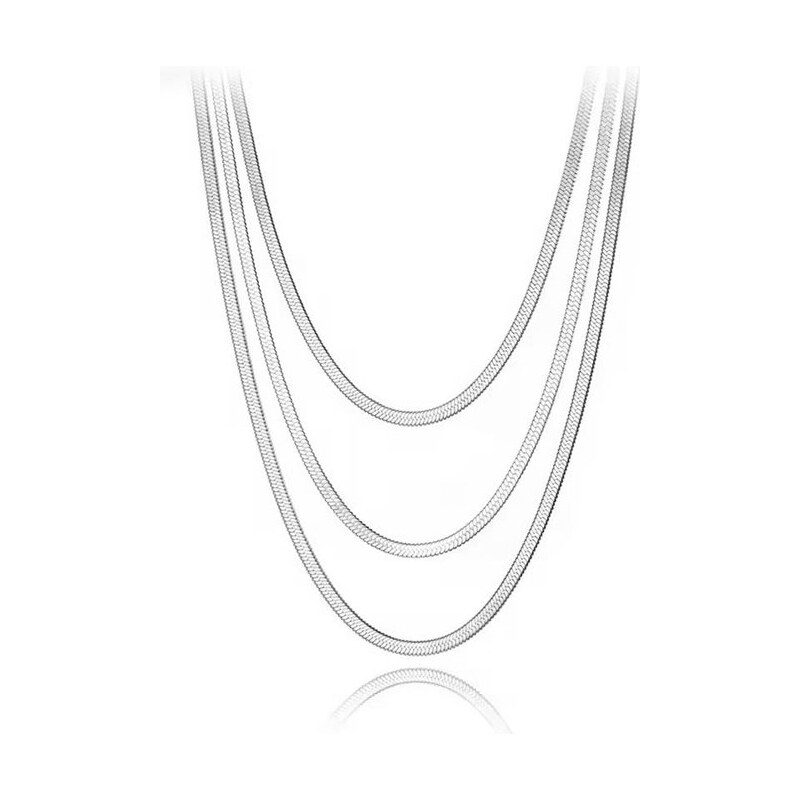 Titan Jewerly Trojradý náhrdelník z chirurgickej ocele Plochý had 65230462