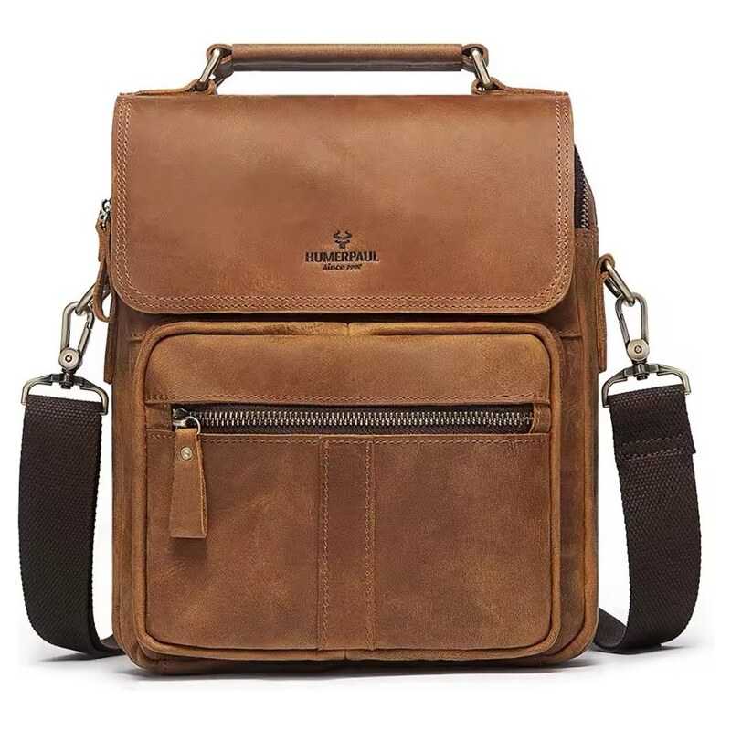 Humerpaul kožená taška Crazy horse Régis Camel 7L 65230536