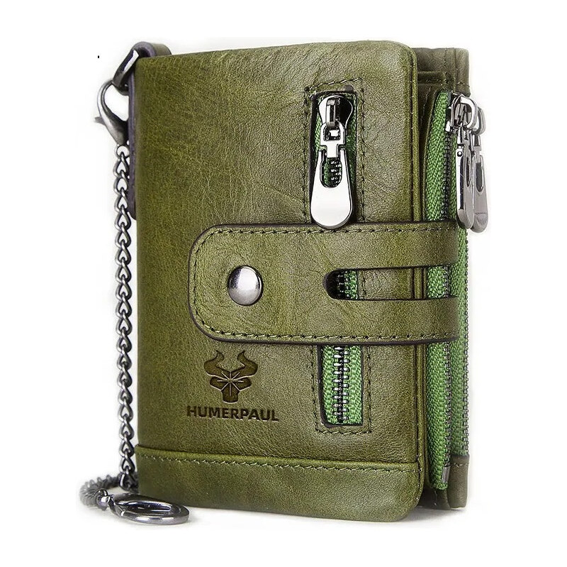 Humerpaul kožená peňaženka s retiazkou Vigand Zelená 65230531